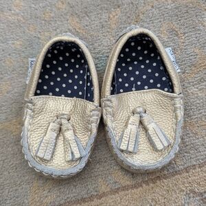 Little Monkey Gold Baby Moccasins Sz 1